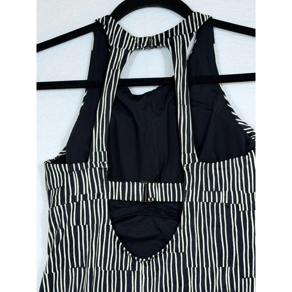 Athleta Maldives Striped Tankini Swim Top Halter Neck Keyhole Back‎ Size 34 B/C